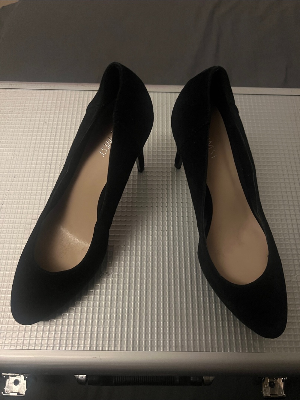 Nine West Black Suede Pointed-Toe Pumps